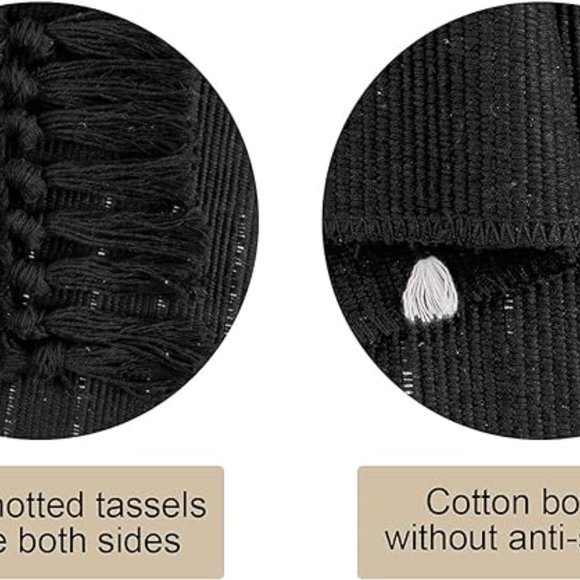 Boho Bathroom Runner Rug Black Geometric Washable Woven Cotton SIZE 2.3' X 5.3' - Picture 11 of 12